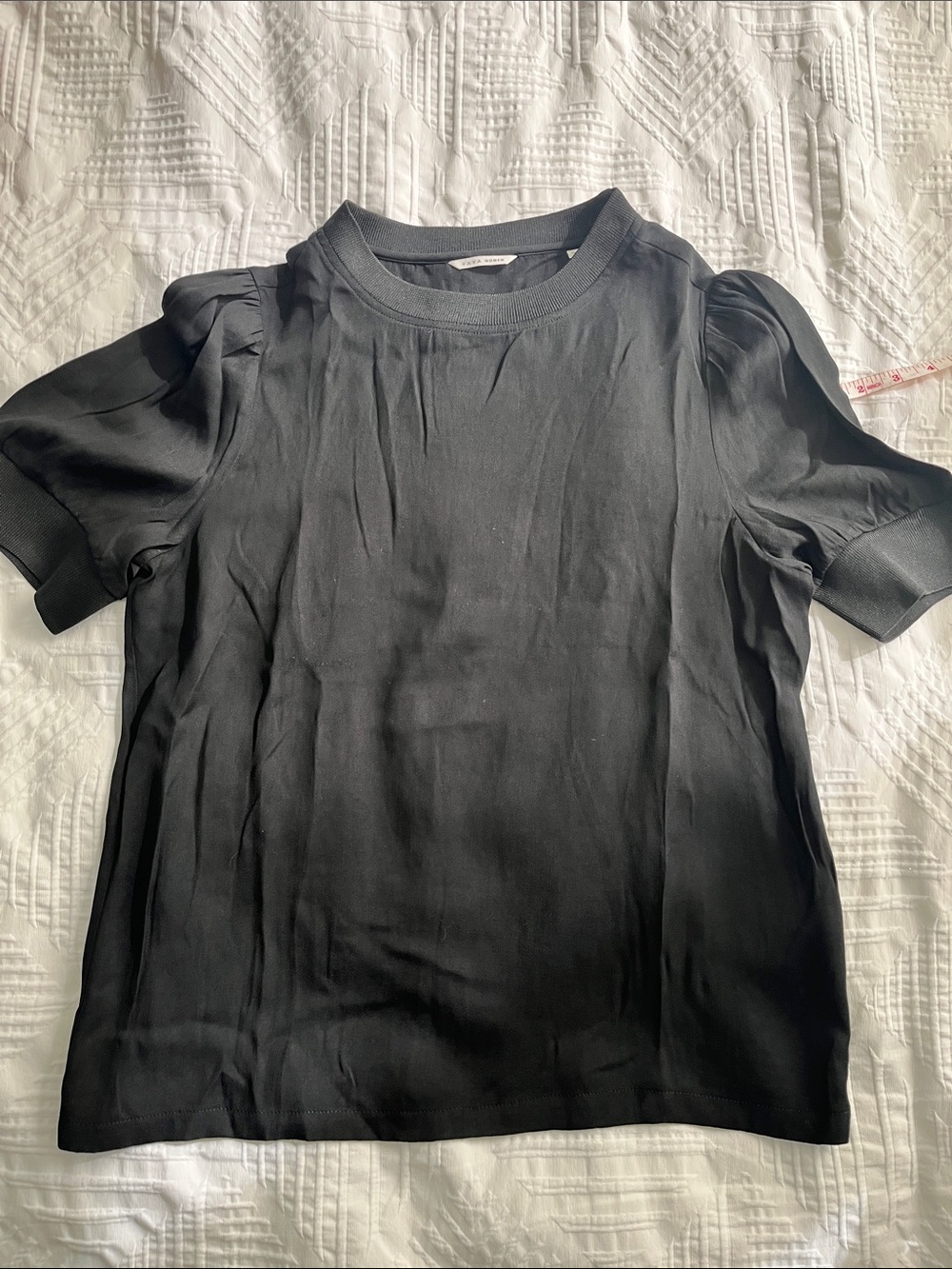 Black Puff-Sleeve Blouse - Women